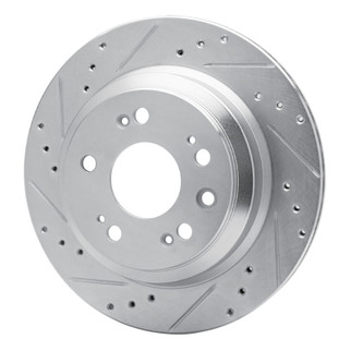 R1 2005-2012 Acura RL Rear Left Drilled & Slotted Silver Brake Rotor