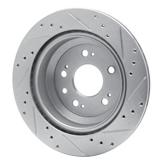 R1 2005-2012 Acura RL Rear Left Drilled & Slotted Silver Brake Rotor
