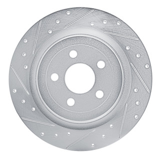 R1 2021-2025 Ford Mustang Mach-E Rear Left Drilled & Slotted Silver Brake Rotor