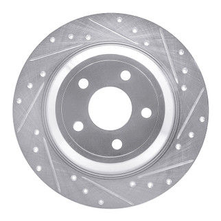 R1 2016-2025 Ford Bronco Sport Rear Right Drilled & Slotted Silver Brake Rotor