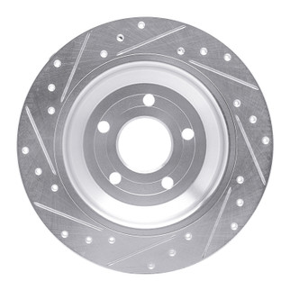 R1 2016-2025 Ford Bronco Sport Rear Right Drilled & Slotted Silver Brake Rotor