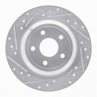 R1 2016-2025 Ford Bronco Sport Rear Left Drilled & Slotted Silver Brake Rotor