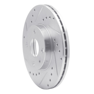 R1 1990-2003 Ford Escort Front Left Drilled & Slotted Silver Brake Rotor