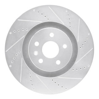 R1 2009-2015 Cadillac CTS Front Right Drilled & Slotted Silver Brake Rotor