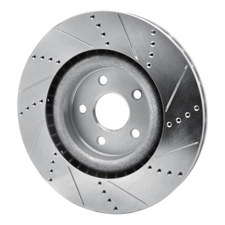 R1 2012-2025 Dodge Durango Front Left Drilled & Slotted Silver Brake Rotor