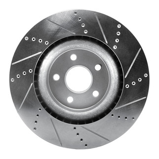 R1 2012-2025 Dodge Durango Front Left Drilled & Slotted Silver Brake Rotor