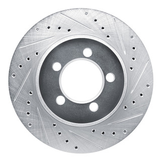 R1 1965-1972 Dodge Dart Front Right Drilled & Slotted Silver Brake Rotor