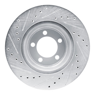 R1 1965-1972 Dodge Dart Front Right Drilled & Slotted Silver Brake Rotor