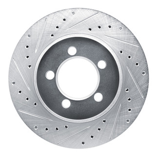 R1 1965-1972 Dodge Dart Front Left Drilled & Slotted Silver Brake Rotor
