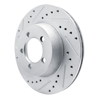 R1 1965-1972 Dodge Dart Front Left Drilled & Slotted Silver Brake Rotor