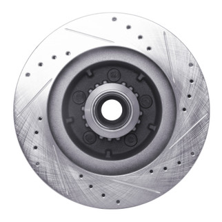 R1 1969-1973 Chrysler New Yorker Front Left Drilled & Slotted Silver Brake Rotor