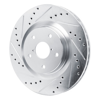 R1 2020-2025 Subaru WRX Front Left Drilled & Slotted Silver Brake Rotor