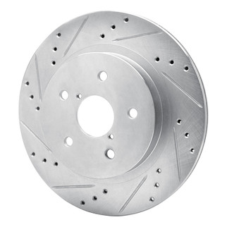 R1 2015-2025 Subaru Outback Rear Left Drilled & Slotted Silver Brake Rotor