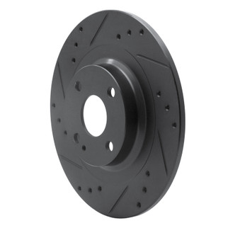 R1 2016-2025 Fiat 124 Spider Rear Left Drilled & Slotted Black Brake Rotor