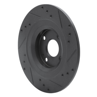 R1 2016-2025 Fiat 124 Spider Rear Left Drilled & Slotted Black Brake Rotor