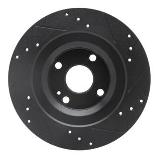 R1 2016-2025 Fiat 124 Spider Rear Left Drilled & Slotted Black Brake Rotor