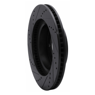 R1 05-23 Toyota Tacoma Front Right Drilled & Slotted Black Brake Rotor