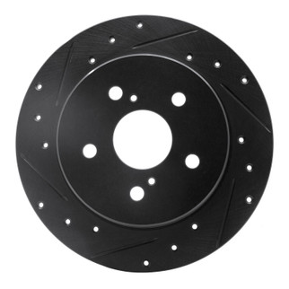 R1 2015-2025 Lexus NX200T Rear Left Drilled & Slotted Black Brake Rotor