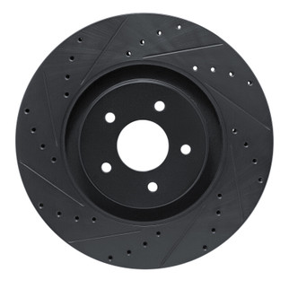R1 2022-2025 Infiniti QX60 Front Left Drilled & Slotted Black Brake Rotor