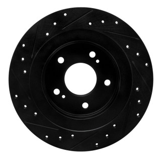 R1 1984-1988 Nissan 200SX Rear Right Drilled & Slotted Black Brake Rotor