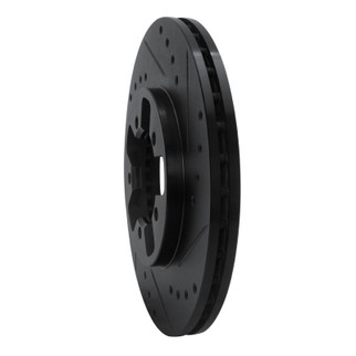 R1 1984-1989 Nissan 300ZX Front Right Drilled & Slotted Black Brake Rotor