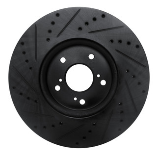 R1 2013-2025 Acura ILX Front Right Drilled & Slotted Black Brake Rotor