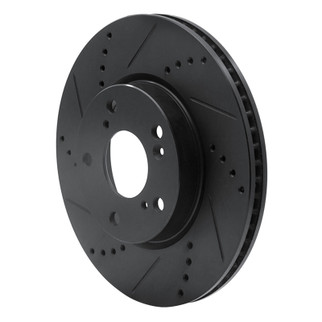 R1 2016-2025 Honda Accord Coupe Front Left Drilled & Slotted Black Brake Rotor