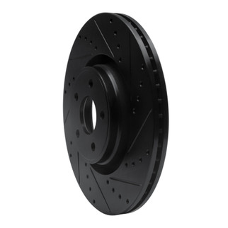 R1 14-18 Ford Focus ST Front Right Drilled & Slotted Black Brake Rotor