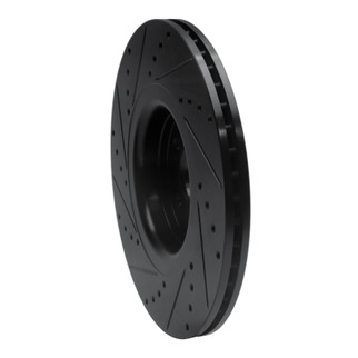 R1 14-18 Ford Focus ST Front Right Drilled & Slotted Black Brake Rotor