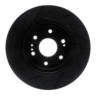 R1 2019-2026 Cadillac Escalade ESV Front Right Drilled & Slotted Black Brake Rotor