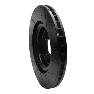 R1 2012-2025 Dodge Durango Front Left Drilled & Slotted Black Brake Rotor