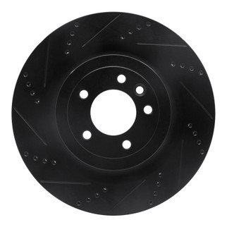 R1 2013-2025 Land Rover Defender 110 Rear Left Drilled & Slotted Black Brake Rotor