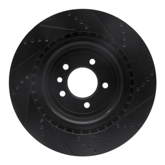 R1 2013-2025 Land Rover Defender 110 Rear Left Drilled & Slotted Black Brake Rotor