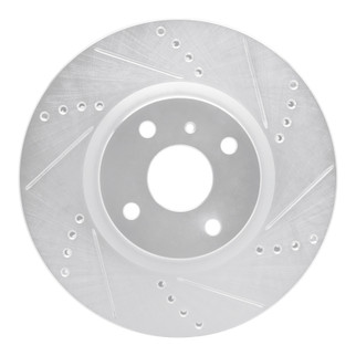 R1 2016-2025 Fiat 124 Spider Front Right Drilled & Slotted Silver Brake Rotor