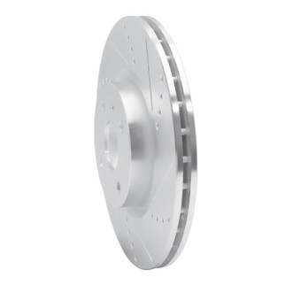 R1 2016-2025 Fiat 124 Spider Front Right Drilled & Slotted Silver Brake Rotor