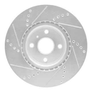 R1 2016-2025 Fiat 124 Spider Front Right Drilled & Slotted Silver Brake Rotor