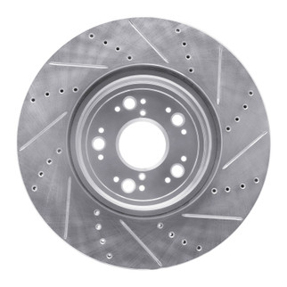 R1 1995-2000 Lexus LS400 Front Left Drilled & Slotted Silver Brake Rotor