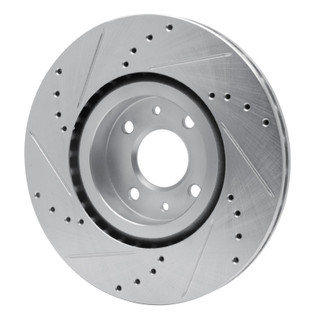 R1 2012-2019 Fiat 500 (USA/Canada) Front Right Drilled & Slotted Silver Brake Rotor