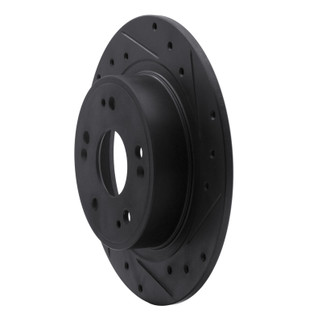 R1 05-17 Honda Accord Rear Right Drilled & Slotted Black Brake Rotor