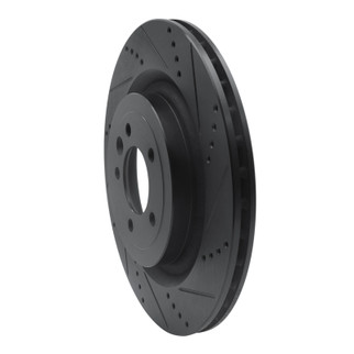 R1 2013-2025 Land Rover Defender 110 Rear Right Drilled & Slotted Black Brake Rotor