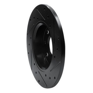 R1 2009-2019 Fiat 500 (Mexico) Rear Left Drilled & Slotted Black Brake Rotor
