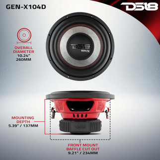 DS18 10in 400 Watts RMS 4 ohm DVC Subwoofer Ferrite Motor And Dual Voice Coils