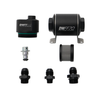 DeatschWerks DWFFR-X 70mm Billet Fuel Filter Regulator - 10 Micron with 8AN Fittings