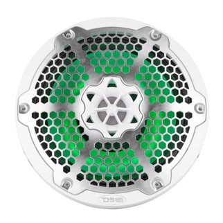 DS18 Hybrid Marine Speaker w/ Driver And RGB LEDs 8in 2-Way 350 Watts RMS 4 ohm White w/ Covers