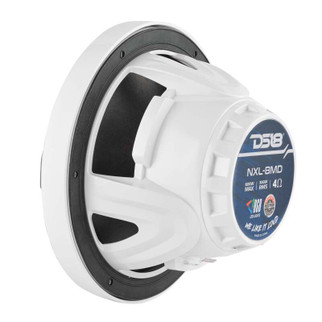 DS18 Hybrid Marine Speaker w/ Driver And RGB LEDs 8in 2-Way 350 Watts RMS 4 ohm White w/ Covers