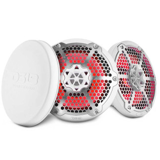 DS18 Hybrid Marine Speaker w/ Driver And RGB LEDs 8in 2-Way 350 Watts RMS 4 ohm White w/ Covers