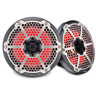 DS18 Hybrid Marine Speaker w/ Driver And RGB LEDs 8in 2-Way 350 Watts RMS 4 ohm Crbn Fiber w/ Cover