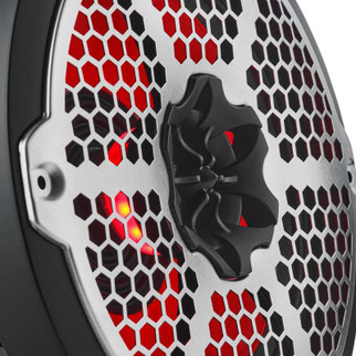 DS18 Hybrid Marine Speaker w/ Driver And RGB LEDs 8in 2-Way 350 Watts RMS 4 ohm Black w/ Covers