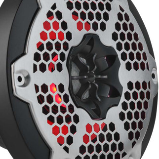 DS18 Hybrid Marine Speaker w/ Driver And RGB LEDs 6.5in 2-Way 250 Watts RMS 4 ohm Black w/ Covers
