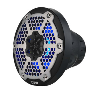 DS18 Hybrid Marine Speaker w/ Driver And RGB LEDs 6.5in 2-Way 250 Watts RMS 4 ohm Black w/ Covers